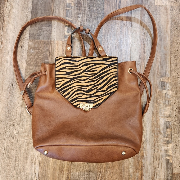Dune London Handbags - Dune London Calf Hair/Leather Bucket Bag/Backpack